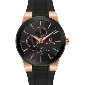 Bulova Men's Millennia Day Date Quartz Black Polyurethane Watch 41 MM 97C112